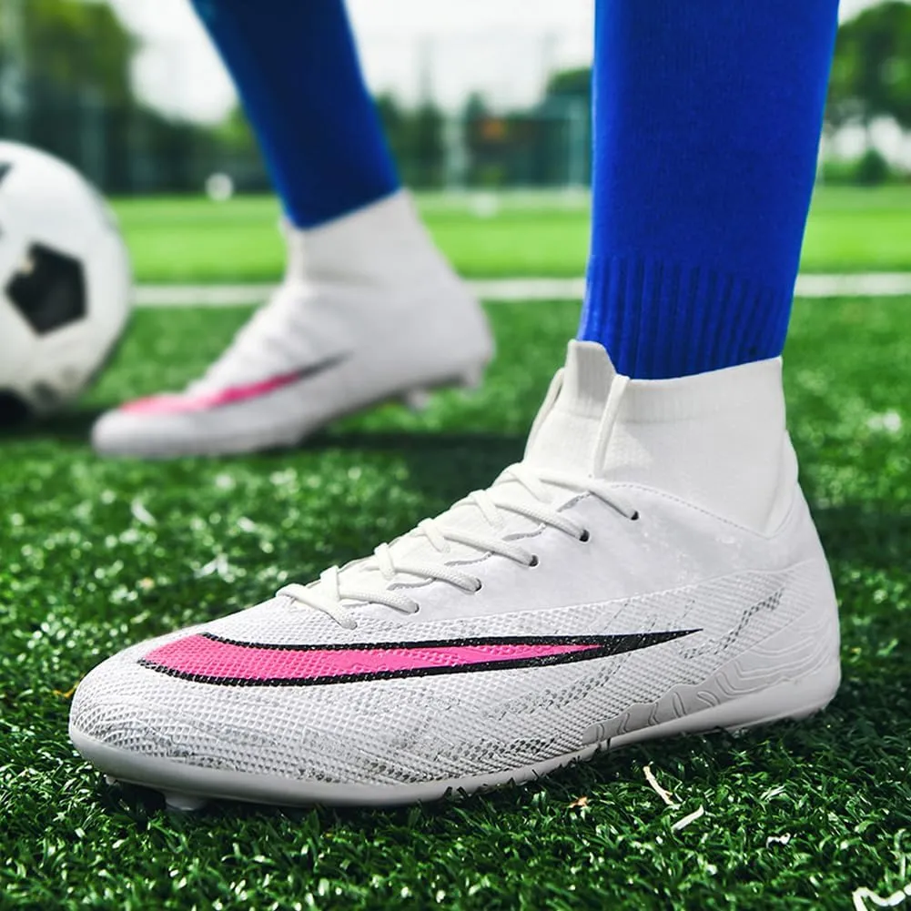 GEXECEUSS Mens High-Top Football Boots for Soccer Matches: Non-Slip Football Shoes for Team Sports - Youth Turf Soccer Sneakers