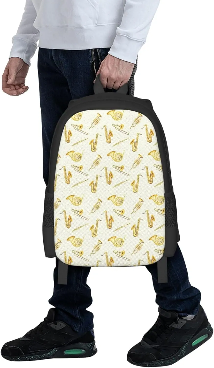 Gold Woodwind Instrument Backpack Minimalist Large Capacity Backpack 16.5 inch Leisure Travel Daypack