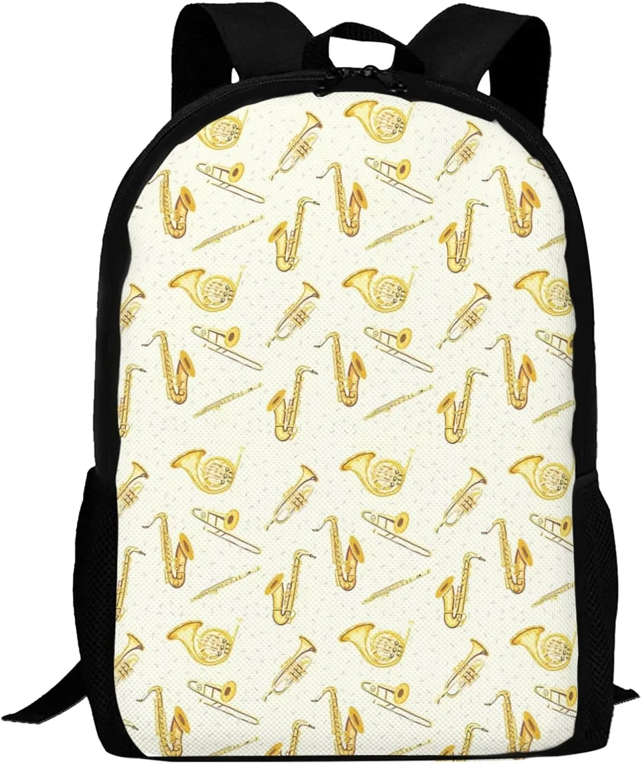Gold Woodwind Instrument Backpack Minimalist Large Capacity Backpack 16.5 inch Leisure Travel Daypack