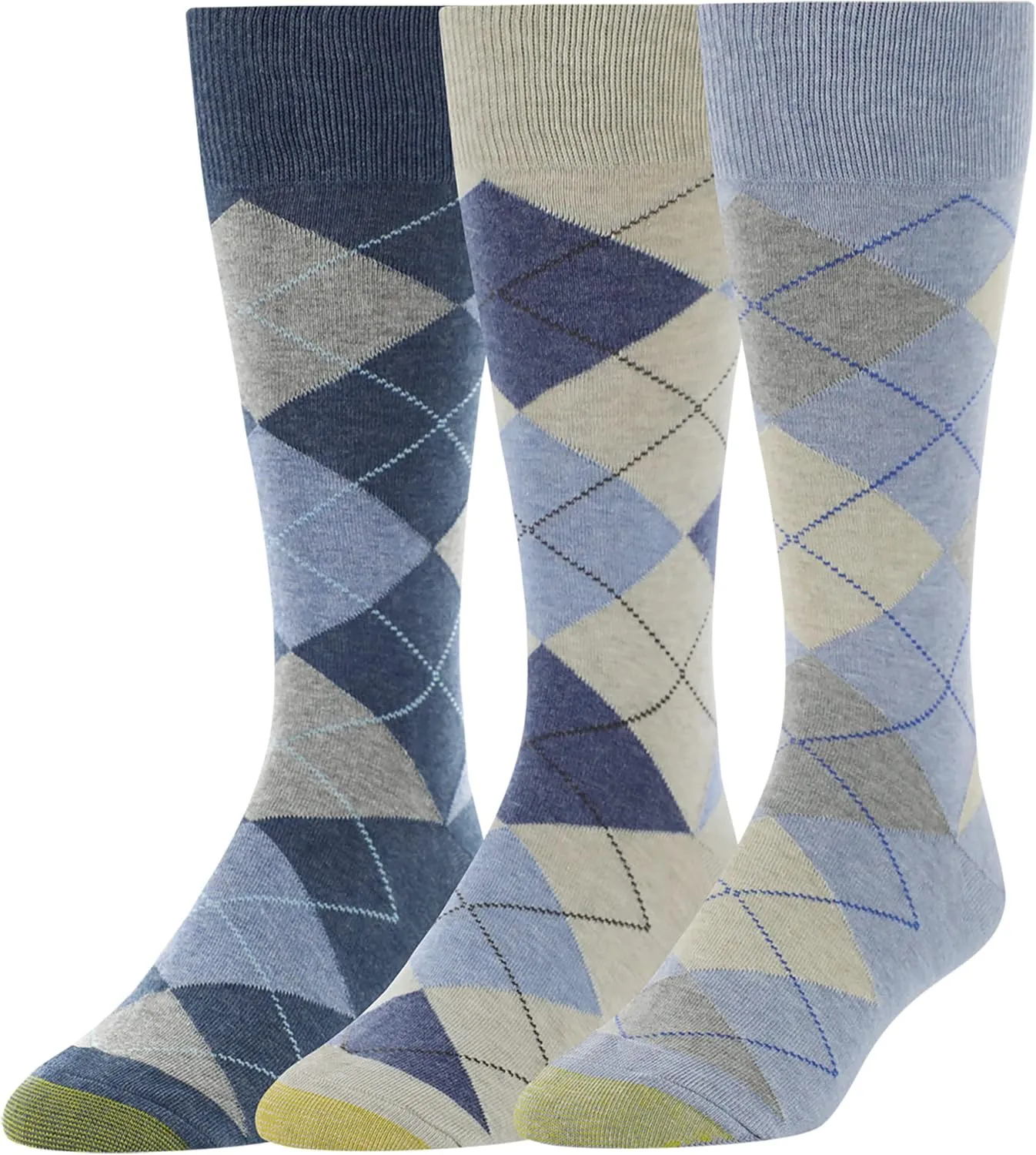 GOLDTOE Men's Carlyle Argyle Crew Dress Socks, 3-Pairs