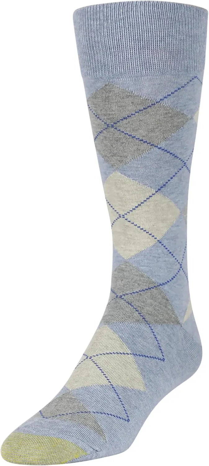 GOLDTOE Men's Carlyle Argyle Crew Dress Socks, 3-Pairs