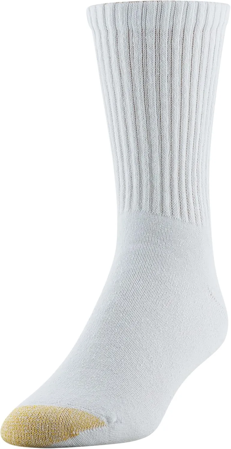 GOLDTOE Men's Cotton Blend Athletic Crew Socks, 6-Pairs