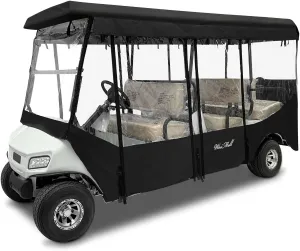 Golf Cart Enclosure Black Fit for Club Car Villager 6 Passenger Driving Rain Cover 4-Sided Clear Window Roll-up Zipper Door Waterproof Windproof Covers