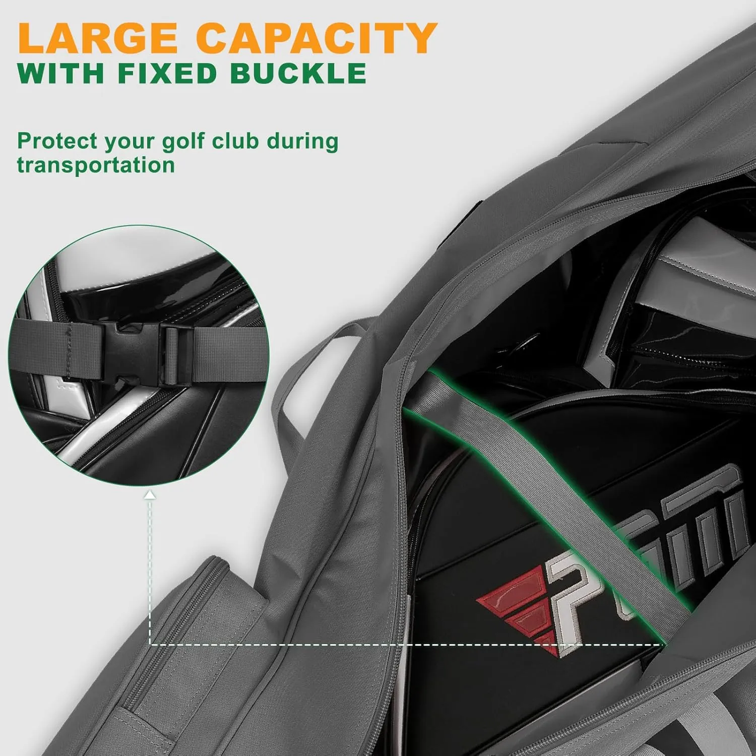Golf Travel Bags for Airlines with Adjustable Support Rod and Detachable Shoulder Straps, Soft Foldable Golf Club Travel Covers, 900D Heavy Duty Oxford -Universal Size