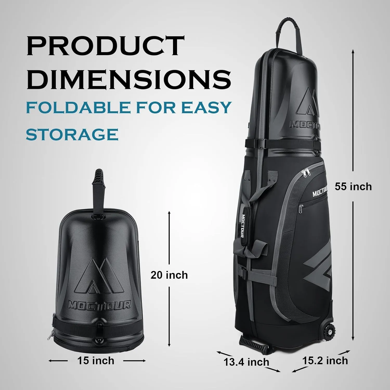 Golf Travel Bags for Airlines with Wheels & ABS Hard Case Top, Protect Your Clubs, Waterproof 1680D Oxford Fabric and Oversize Tank Wheels, Lightweight and Easy to Maneuver