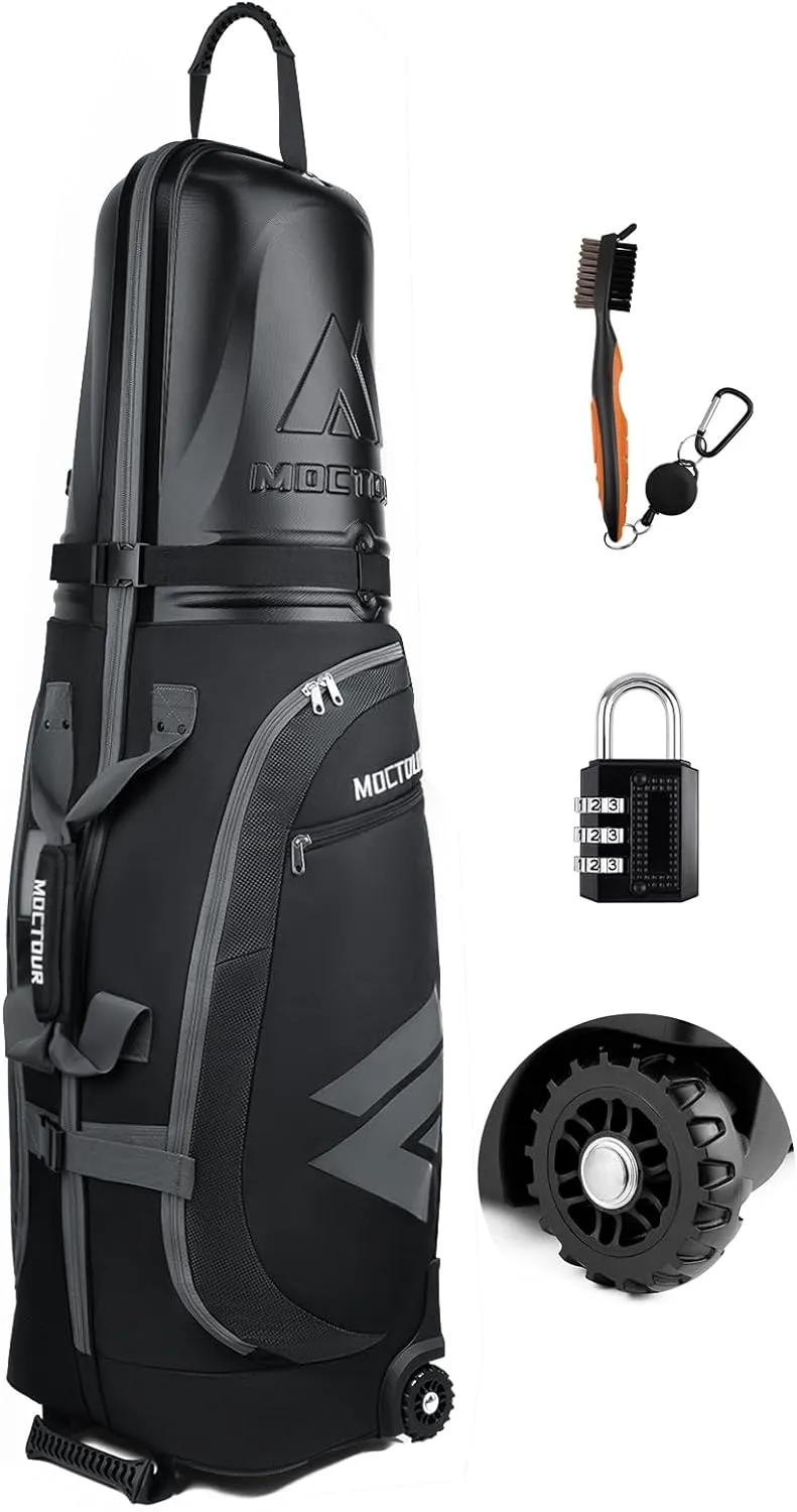 Golf Travel Bags for Airlines with Wheels & ABS Hard Case Top, Protect Your Clubs, Waterproof 1680D Oxford Fabric and Oversize Tank Wheels, Lightweight and Easy to Maneuver