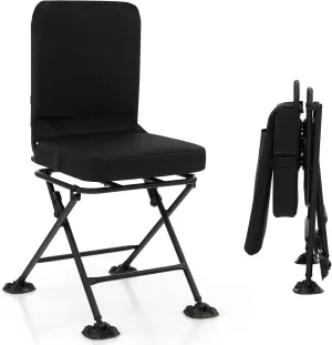 Goplus Hunting Chair, 360° Swivel Hunting Blind Chair w/All-Terrain Duck Feet,Padded Cushion,330LBS Capacity, Folding Silent Deer Hunting Chair, Portable Ground Blind Chair