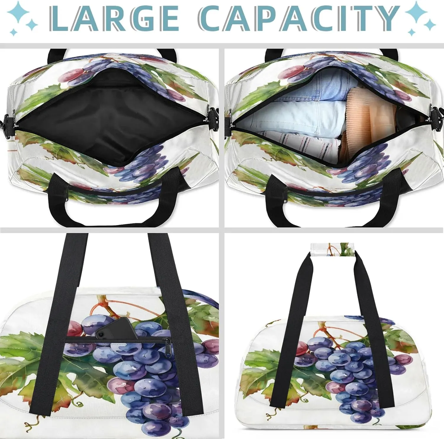 Grape Fruit Small Gym Bag 18 inch Carry On Duffel Bag for Weekender Travel Sports Workout Yoga Gymnastics Dance Ballet