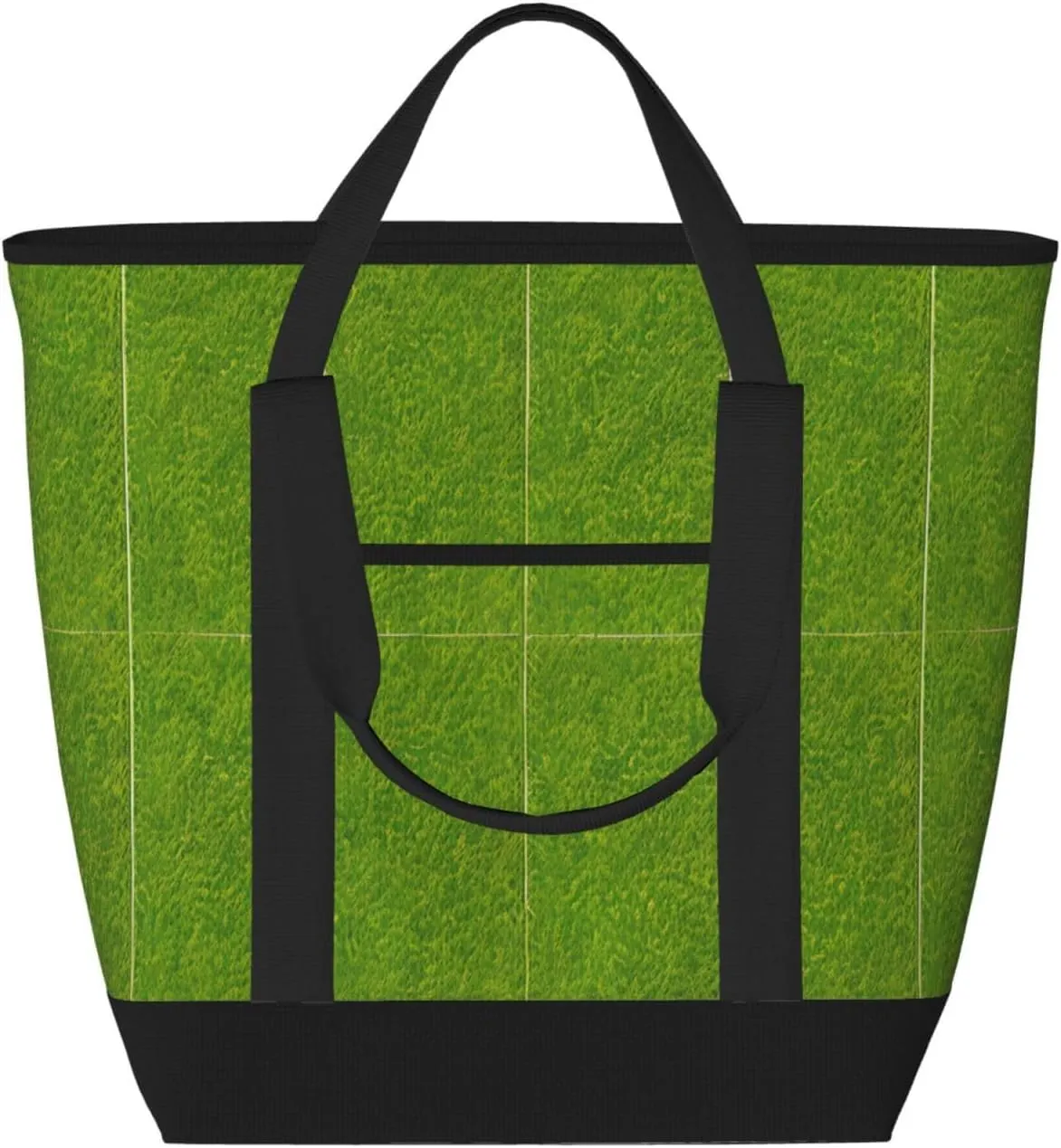 Green Grassland Large Capacity Insulated Shoulder Bag For Picnic Camping Travel Shopping Food Transportation