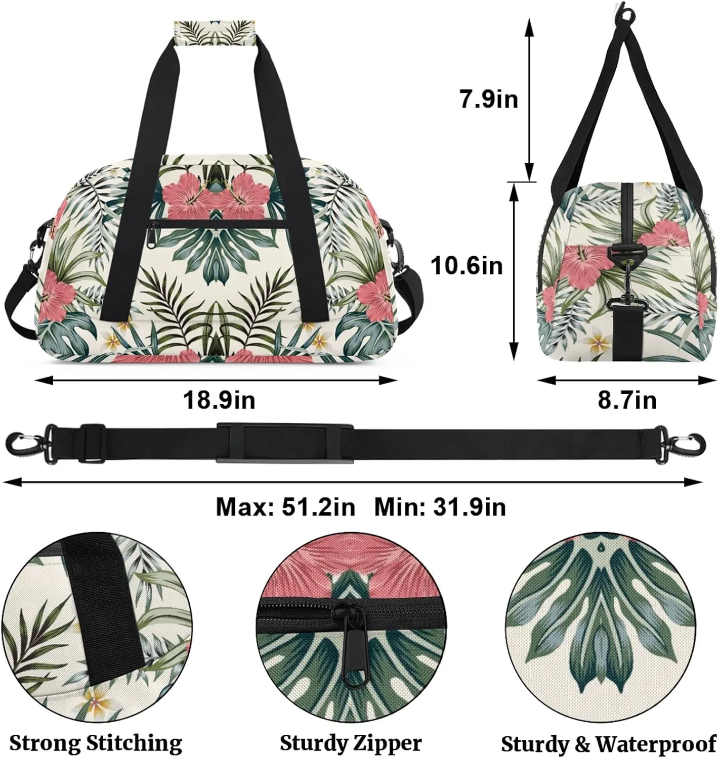 Green Palm Tropic Leaves Jungle 18 inch Small Gym Bag for Women and Men, Lightweight Carry On Weekender Bag Mini Duffel Bag for Travel Sports Workout, Summer