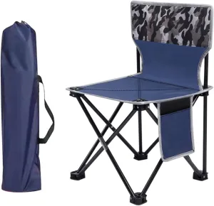 GRFIT Folding Chair Outdoor Camping Chairs Portable Fishing Chair Fishing Leisure Folding Stool Aluminum Alloy Camping Hiking Camp Chairs Portable Folding Chair (Color : Camouflage Blue)