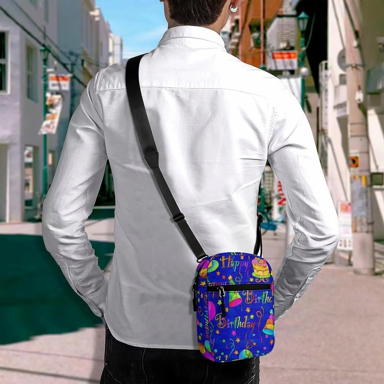 Happy Birthday Blue Cake Detachable Shoulder Strap Small Shoulder Bag Unisex