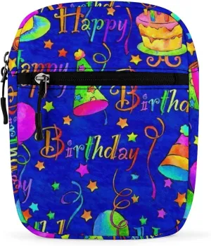 Happy Birthday Blue Cake Detachable Shoulder Strap Small Shoulder Bag Unisex