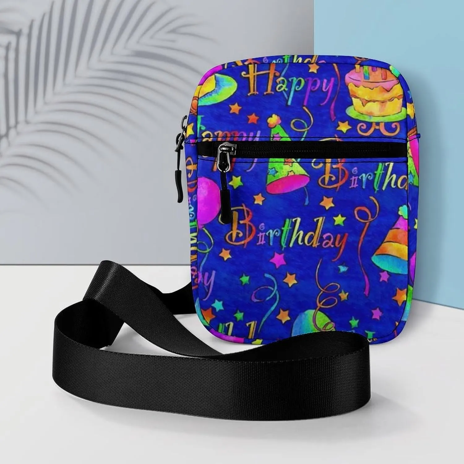 Happy Birthday Blue Cake Detachable Shoulder Strap Small Shoulder Bag Unisex