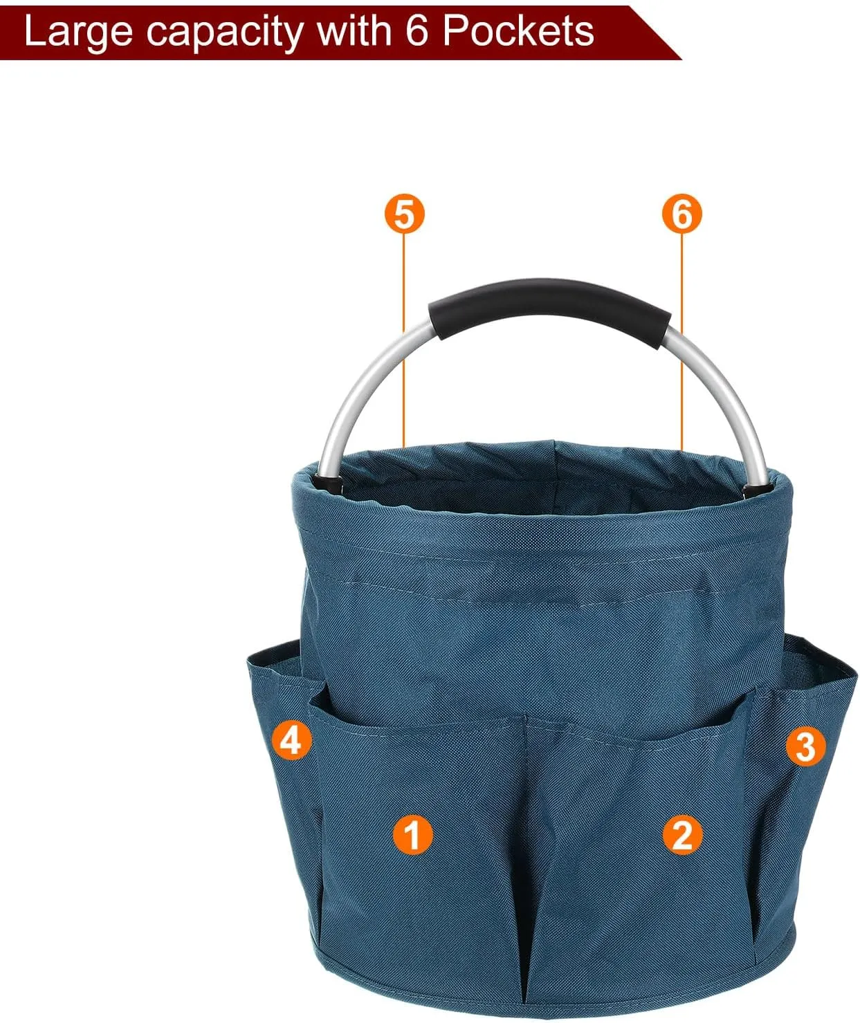 HARFINGTON Garden Tool Bag 17L Large Oxford Waterproof with Pockets Garden Tote Bag Gardening Plant Tool Organizer Storage Carrier Store for Outdoor Women Men, Navy Blue
