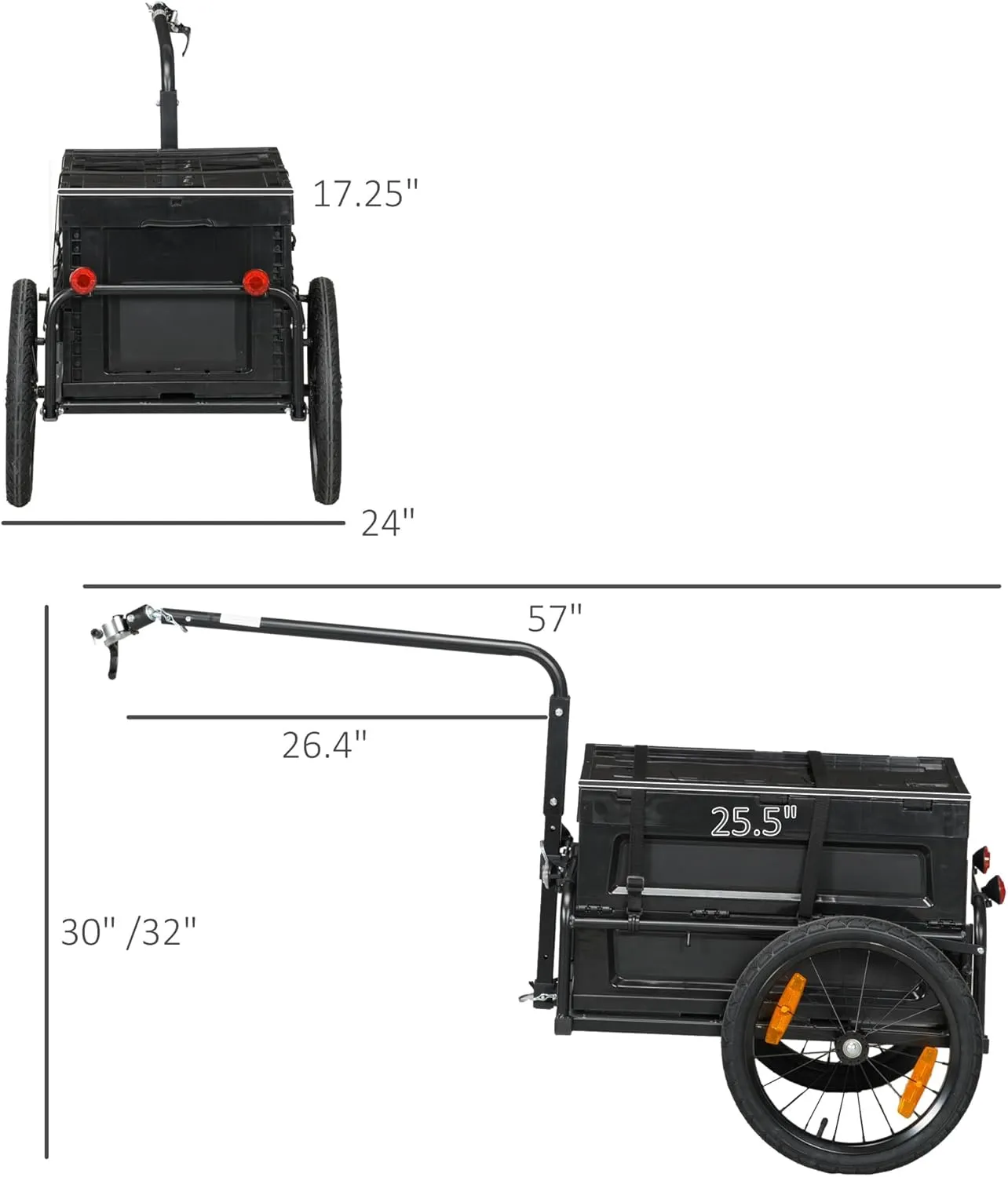 Heavy-Duty Cargo Bike Trailer, Foldable Bicycle Trailer with Universal Hitch & Weather Resistant Fabric, Fits 22-28” Bicycle Wheels, 88 lbs Capacity