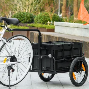 Heavy-Duty Cargo Bike Trailer, Foldable Bicycle Trailer with Universal Hitch & Weather Resistant Fabric, Fits 22-28” Bicycle Wheels, 88 lbs Capacity
