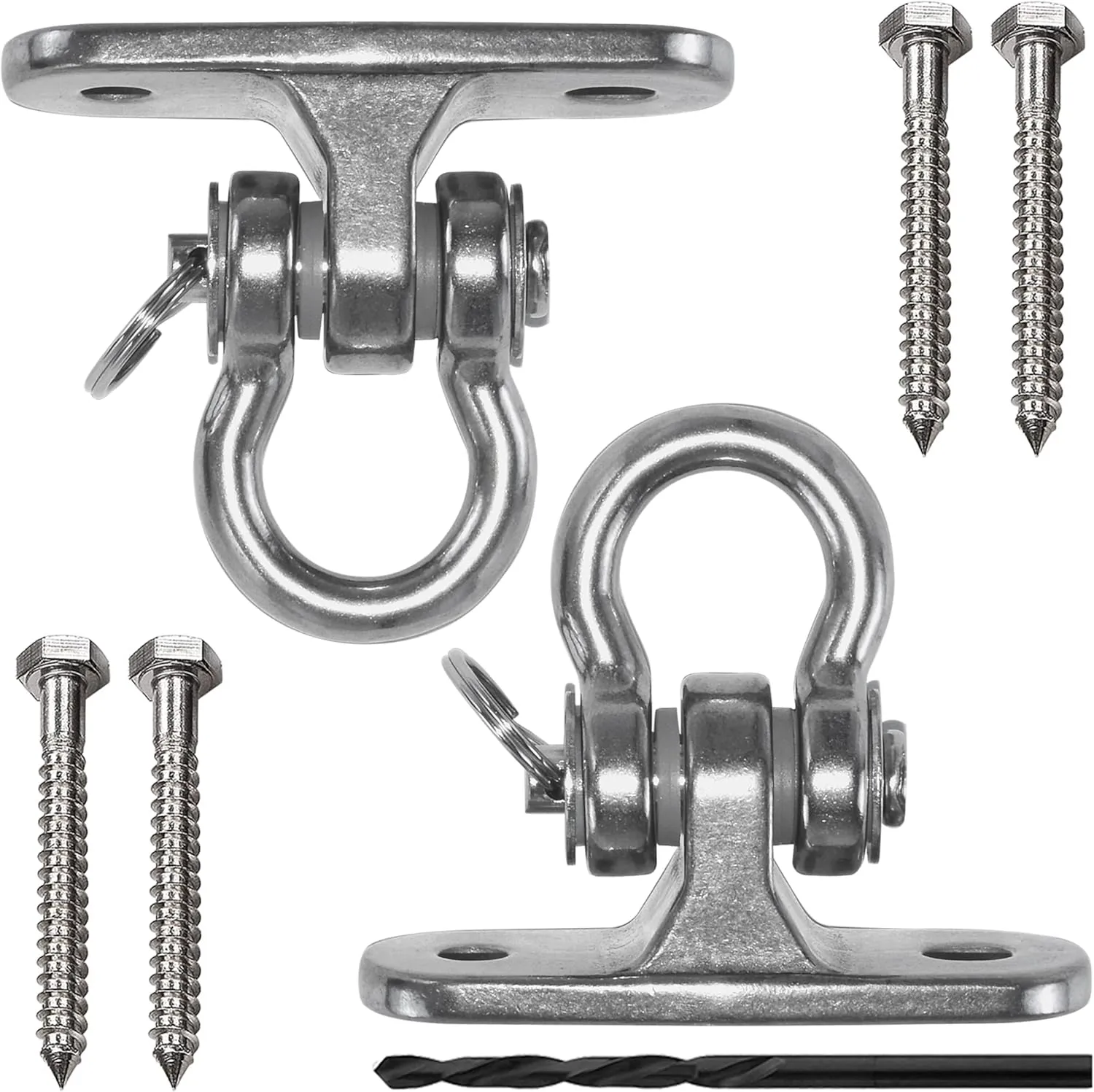 Heavy Duty Swing Hangers Stainless Steel 304 Anti-Rust, 2000 lb Capacity 180° Swing, Playground Porch Yoga Seat Trapeze Wooden Sets Indoor Outdoor(2 Pack