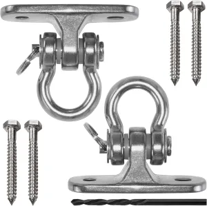 Heavy Duty Swing Hangers Stainless Steel 304 Anti-Rust, 2000 lb Capacity 180° Swing, Playground Porch Yoga Seat Trapeze Wooden Sets Indoor Outdoor(2 Pack