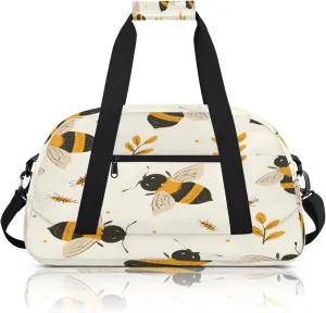 Honey Bee Small Gym Bag 18 inch Carry On Duffel Bag for Weekender Travel Sports Workout Yoga Gymnastics Dance Ballet