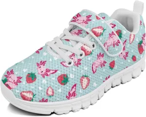 Howilath Sneakers for Kids Girls Sports Tennis Shoes Big Kid Mesh Sneakers with Single Buckle