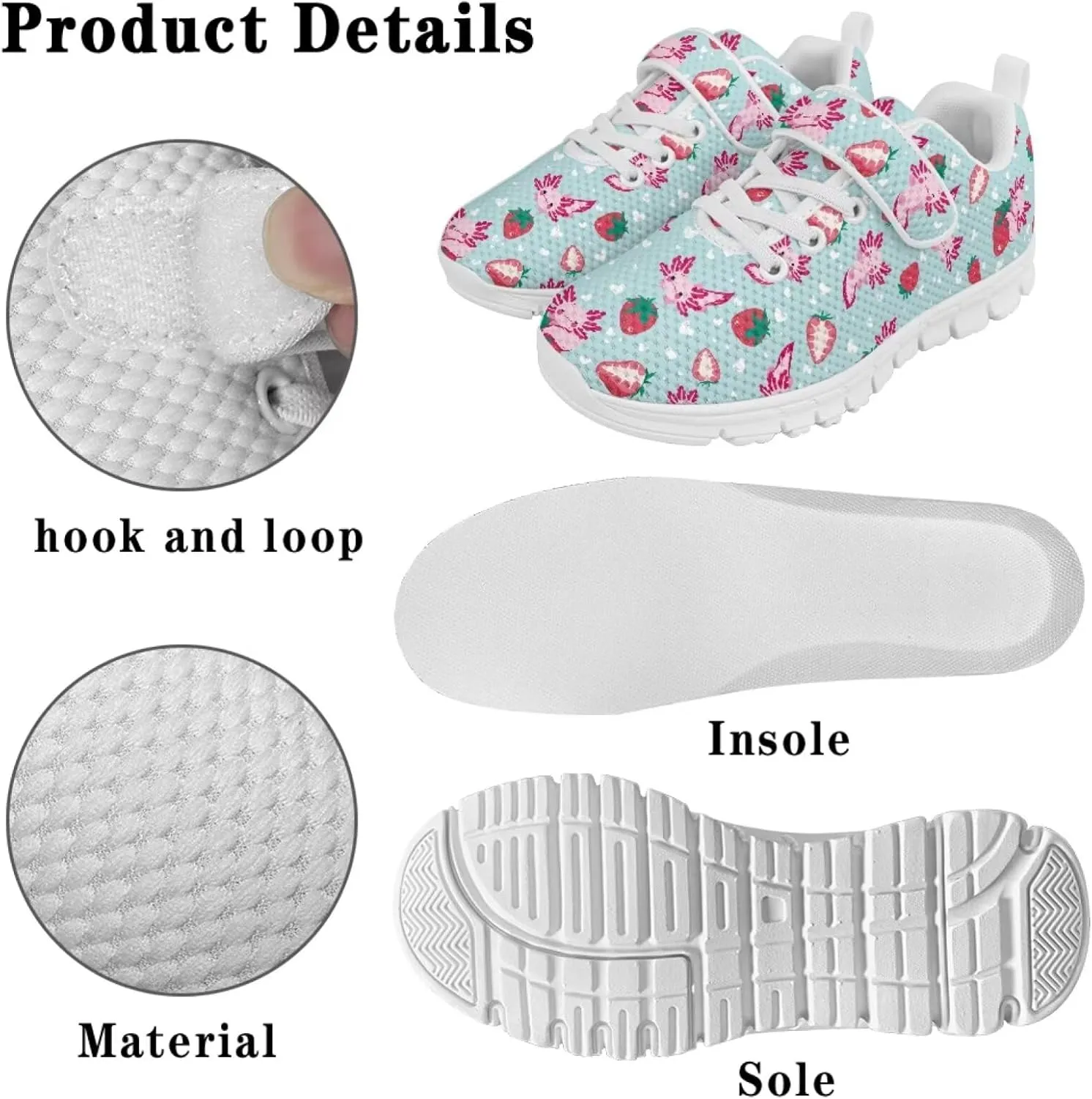 Howilath Sneakers for Kids Girls Sports Tennis Shoes Big Kid Mesh Sneakers with Single Buckle
