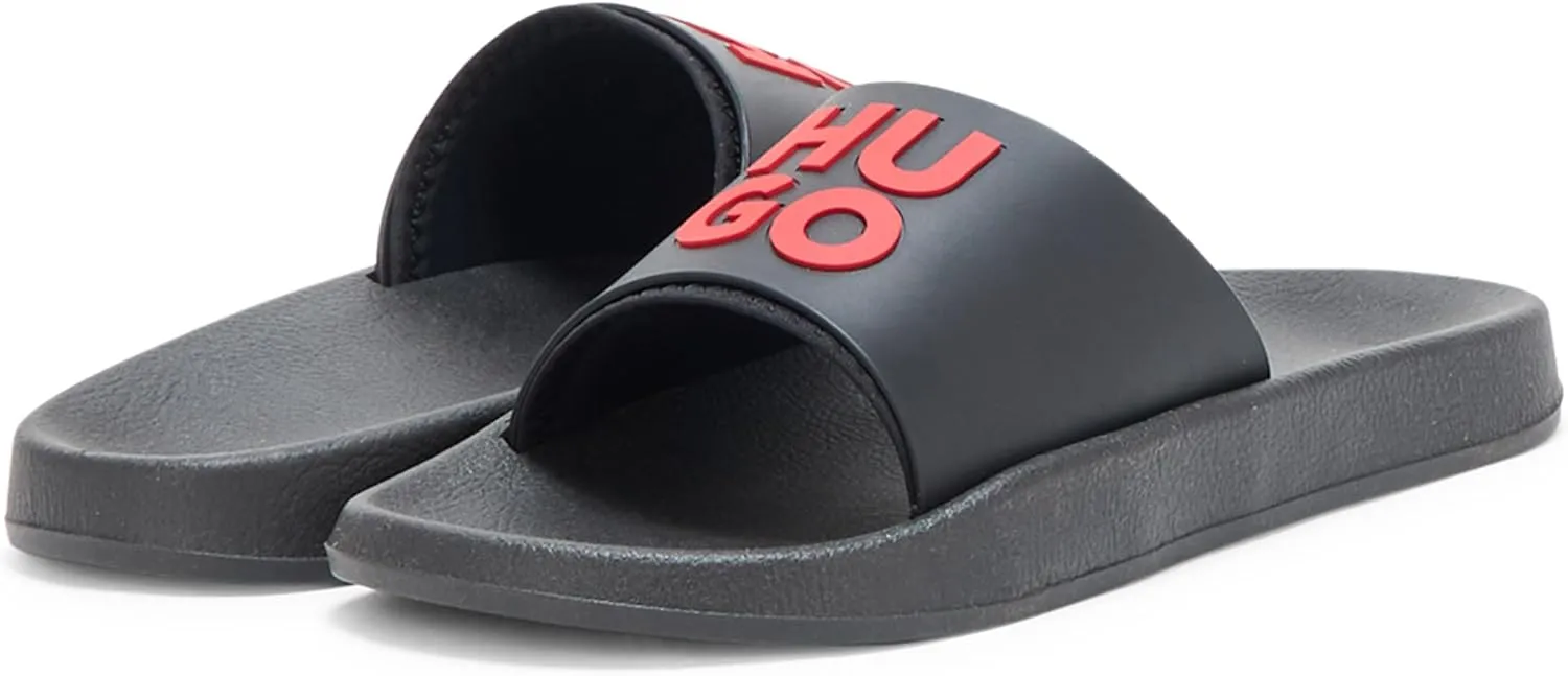 HUGO men's Stacked Logo Slide Sandal