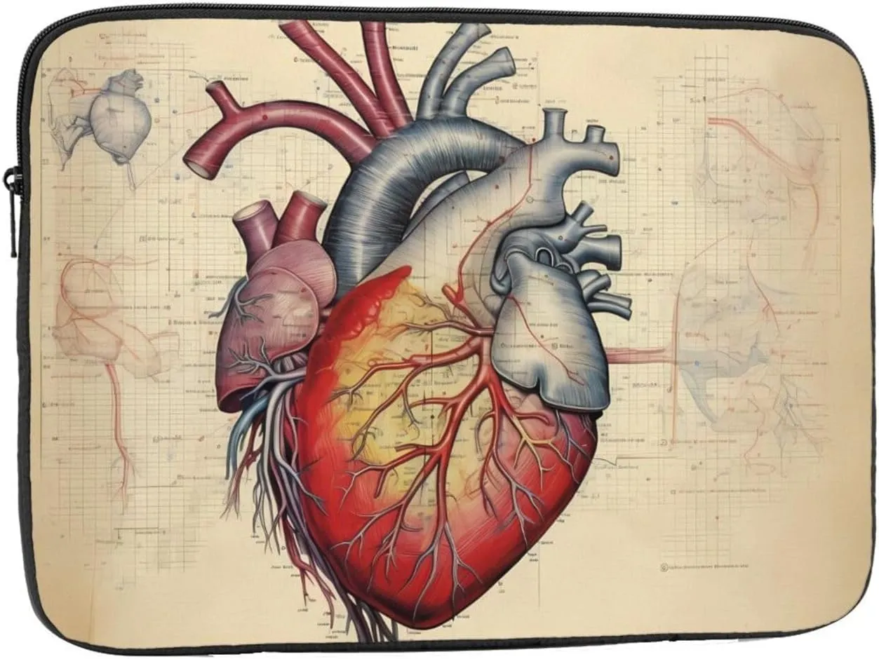 Human Anatomy Heart Chart Pattern Shockproof Portable Laptop 15 inch Sleeve Bag for Men and Women - Ideal for Business Travel, School, and Daily Use