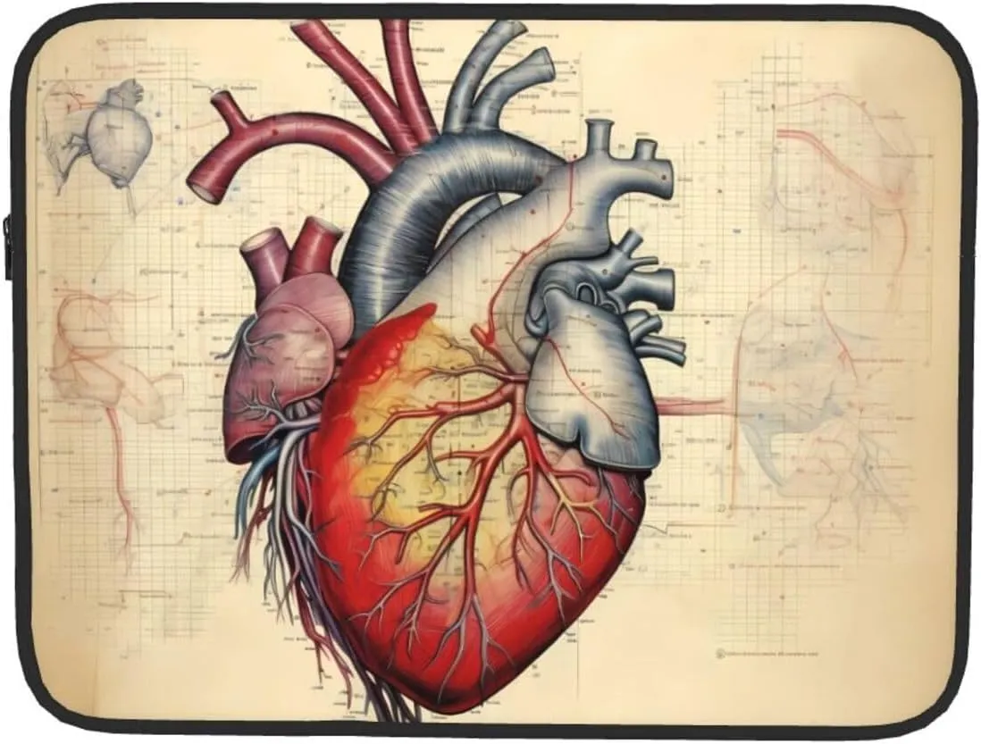 Human Anatomy Heart Chart Pattern Shockproof Portable Laptop 15 inch Sleeve Bag for Men and Women - Ideal for Business Travel, School, and Daily Use