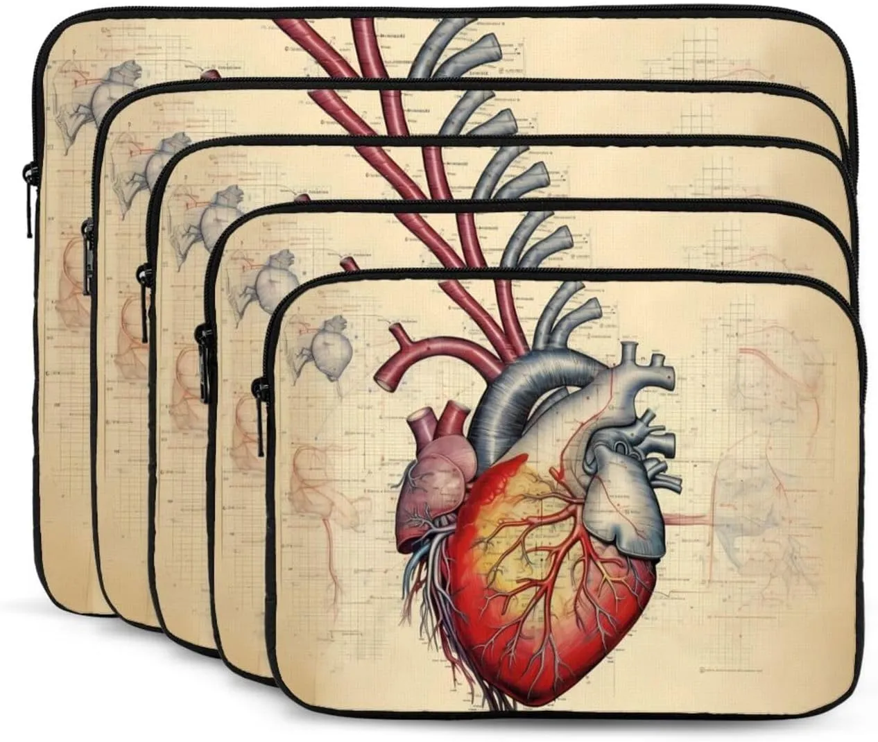 Human Anatomy Heart Chart Pattern Shockproof Portable Laptop 15 inch Sleeve Bag for Men and Women - Ideal for Business Travel, School, and Daily Use