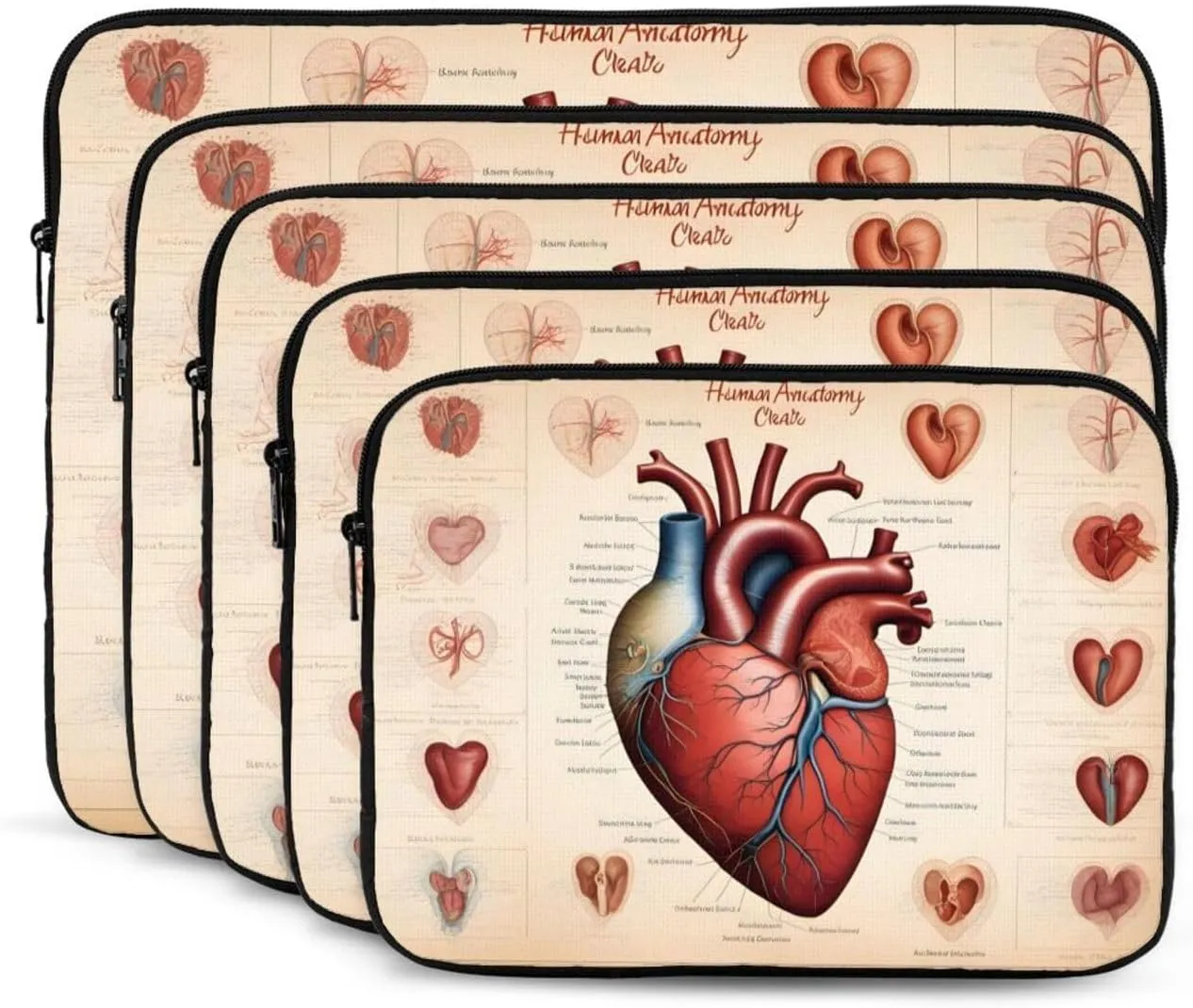 Human Anatomy Heart Chart Prints Shockproof Portable Laptop Sleeve Bag 15 inch for Men and Women Business Travel, Office Daily Use