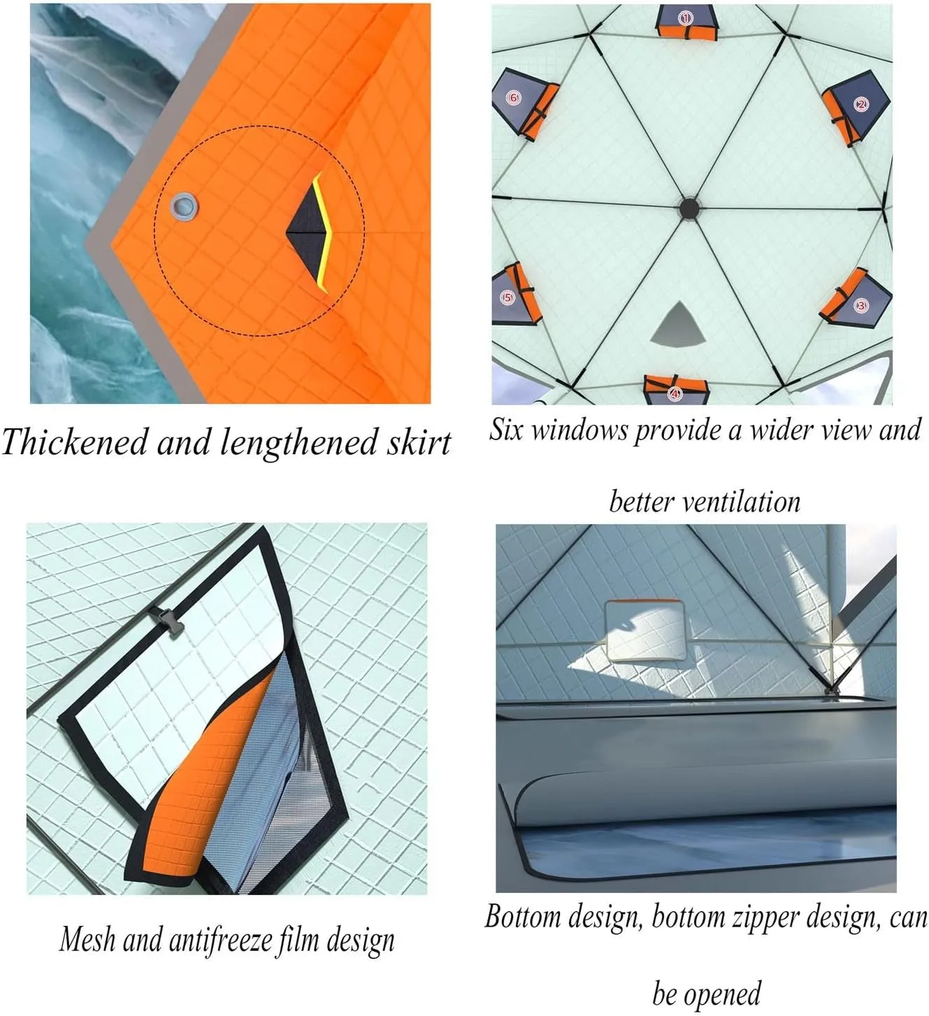 ice Fishing shelter Insulated 6-8 Person Outdoor Warm and Anti-Cold Ice Fishing Tent with Ice Fishing Mat(Color:3)