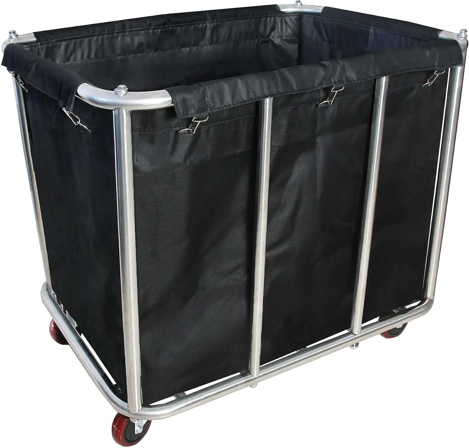 Industrial Commercial Large Rolling Laundry Cart, Heavy Duty Canvas Hamper, 11.5 Bushel, 260LBS Load, Wheeled, Black