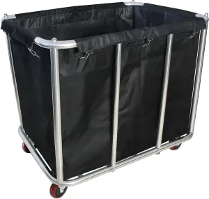 Industrial Commercial Large Rolling Laundry Cart, Heavy Duty Canvas Hamper, 11.5 Bushel, 260LBS Load, Wheeled, Black