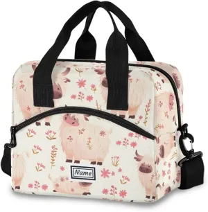 Insulated Lunch Bag Cooler Tote Bag Box Large for Women Men Yak Bison Cute School Work Portable Adjustable Shoulder Strap Pocket Name Personalized