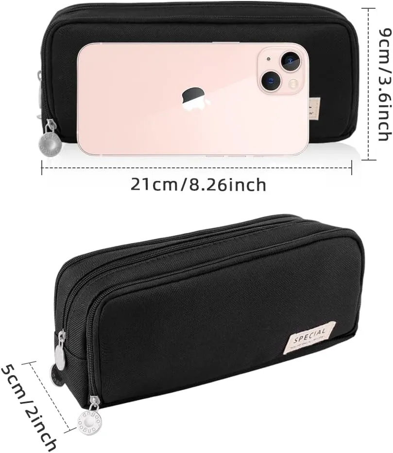 iSuperb Large Pencil Case 3 Compartments Pencil Pouch Big Capacity Pencil Bag for Kids Teen Girls Boys Student School Supplies Oxford Organizer Pen Bag Cosmetic Makeup Pouch