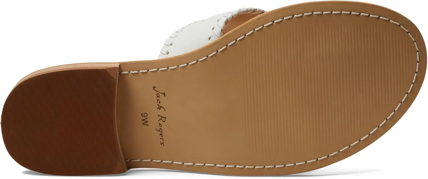 Jack Rogers Palm Beach Sandal for Women - Slip on Style, Leather Lining and Insole and Stacked Wooden Heel Wide