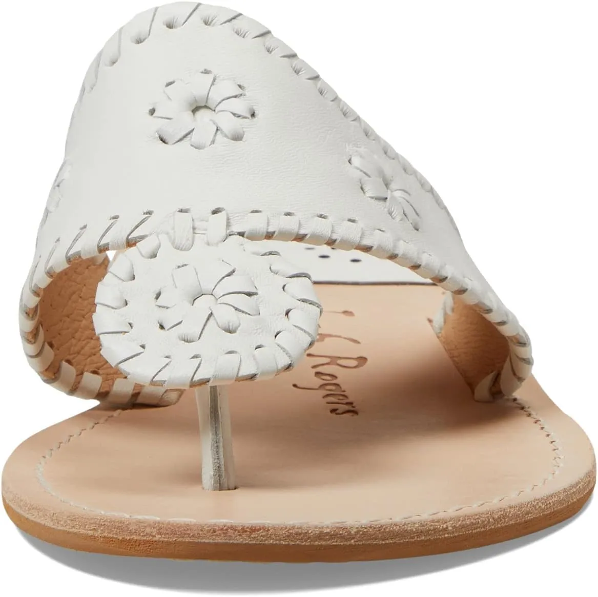 Jack Rogers Palm Beach Sandal for Women - Slip on Style, Leather Lining and Insole and Stacked Wooden Heel Wide