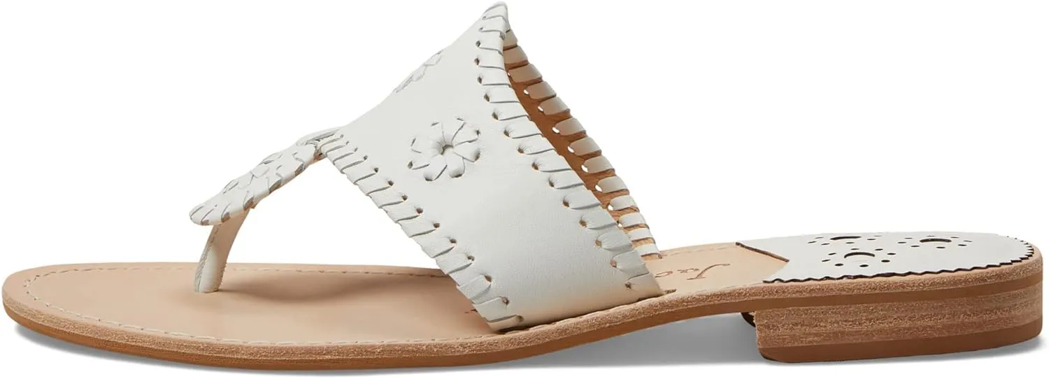Jack Rogers Palm Beach Sandal for Women - Slip on Style, Leather Lining and Insole and Stacked Wooden Heel Wide