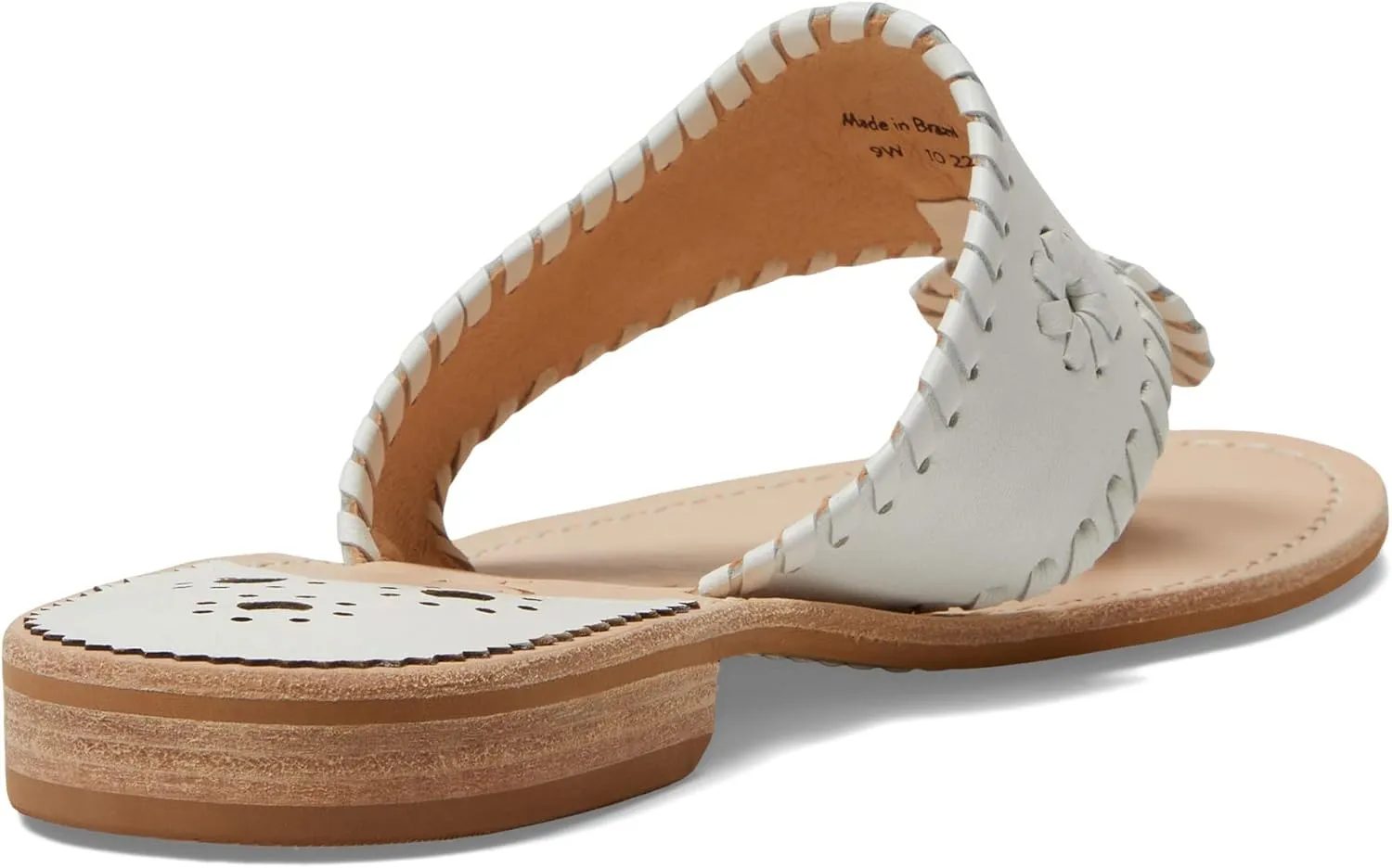 Jack Rogers Palm Beach Sandal for Women - Slip on Style, Leather Lining and Insole and Stacked Wooden Heel Wide
