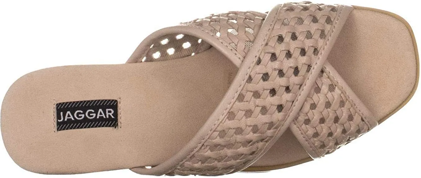 Jaggar Cross Road Slide Square Toe Sandals, Bone, 6.5 US / 36.5 EU