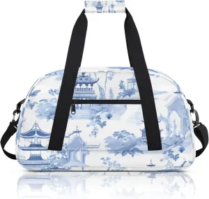 Japanese Traditional Garden Small Gym Bag 18 inch Carry On Duffel Bag for Weekender Travel Sports Workout Yoga Gymnastics Dance Ballet