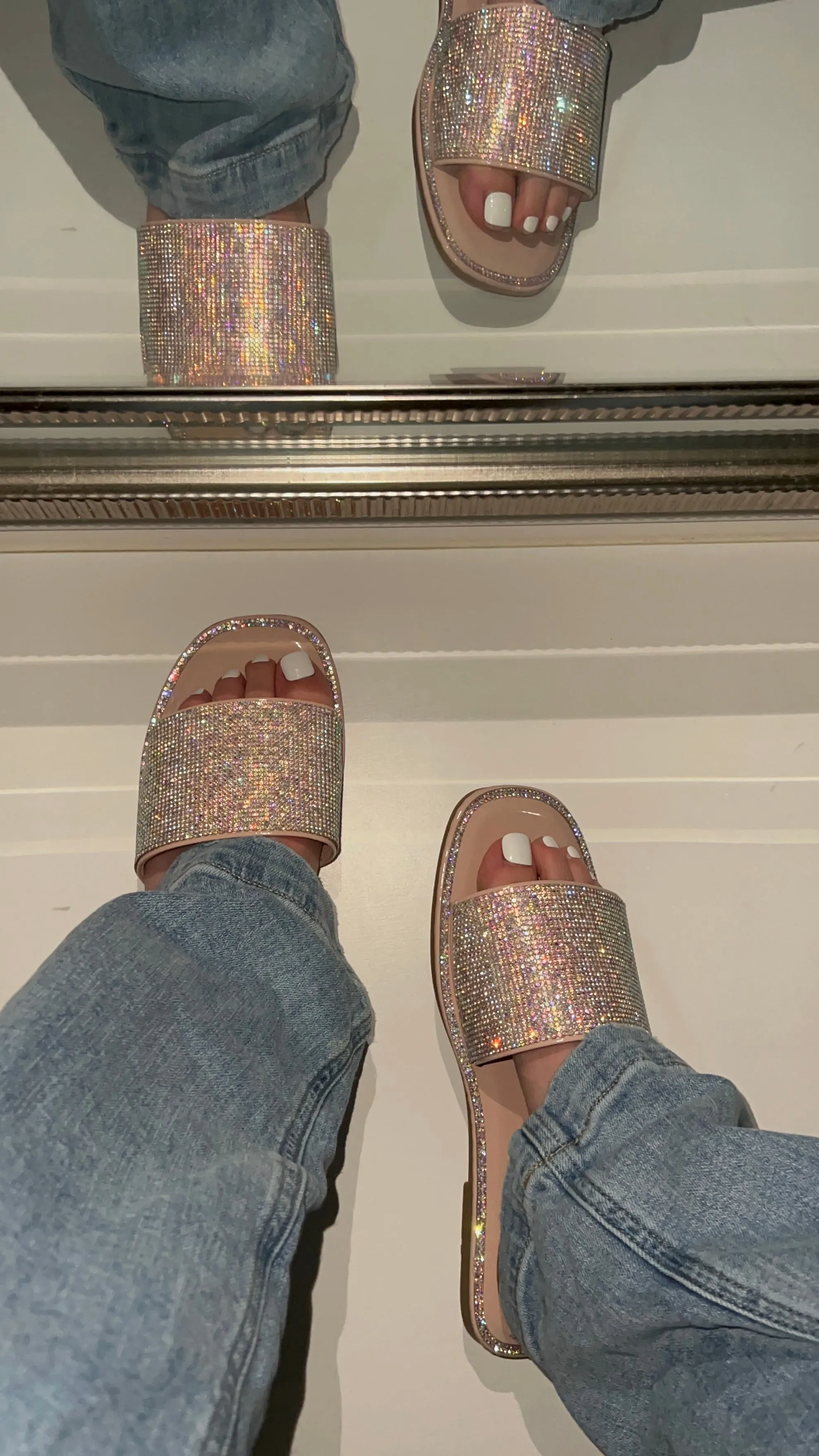 Jenny Wide Fit Embellished Sandal - Nude