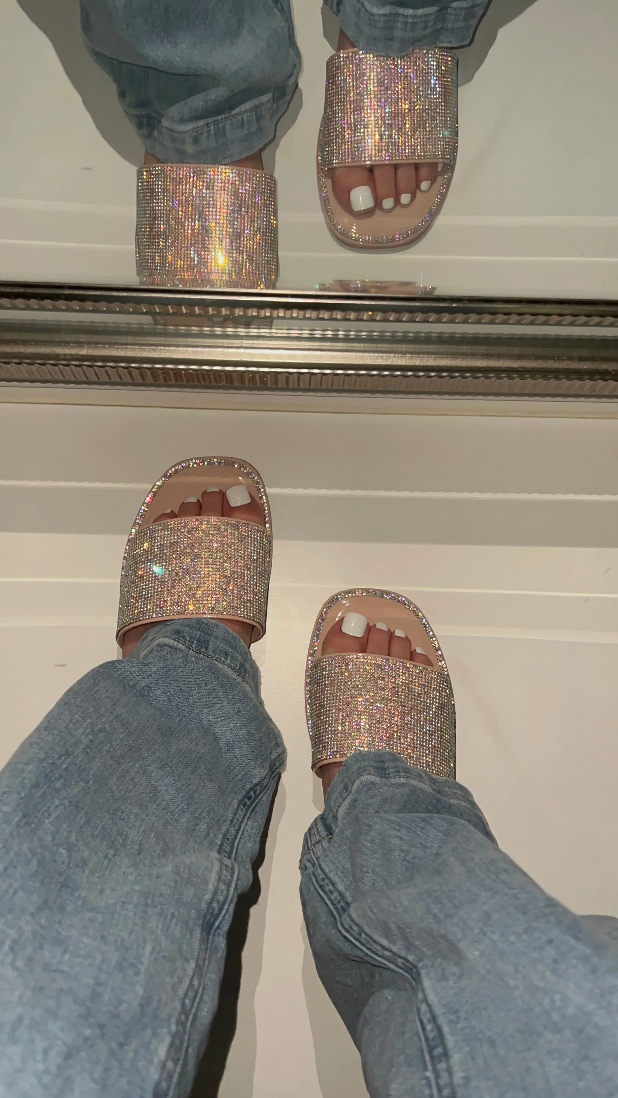 Jenny Wide Fit Embellished Sandal - Nude