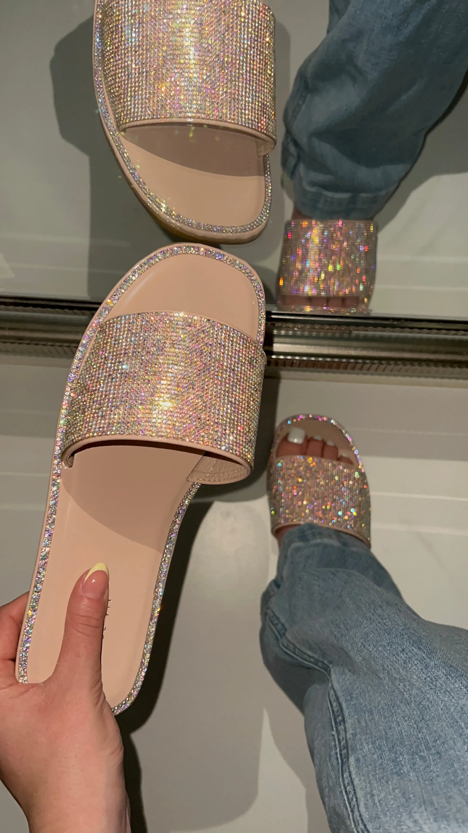 Jenny Wide Fit Embellished Sandal - Nude