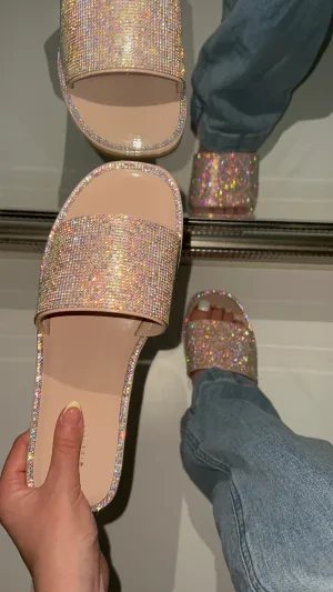 Jenny Wide Fit Embellished Sandal - Nude