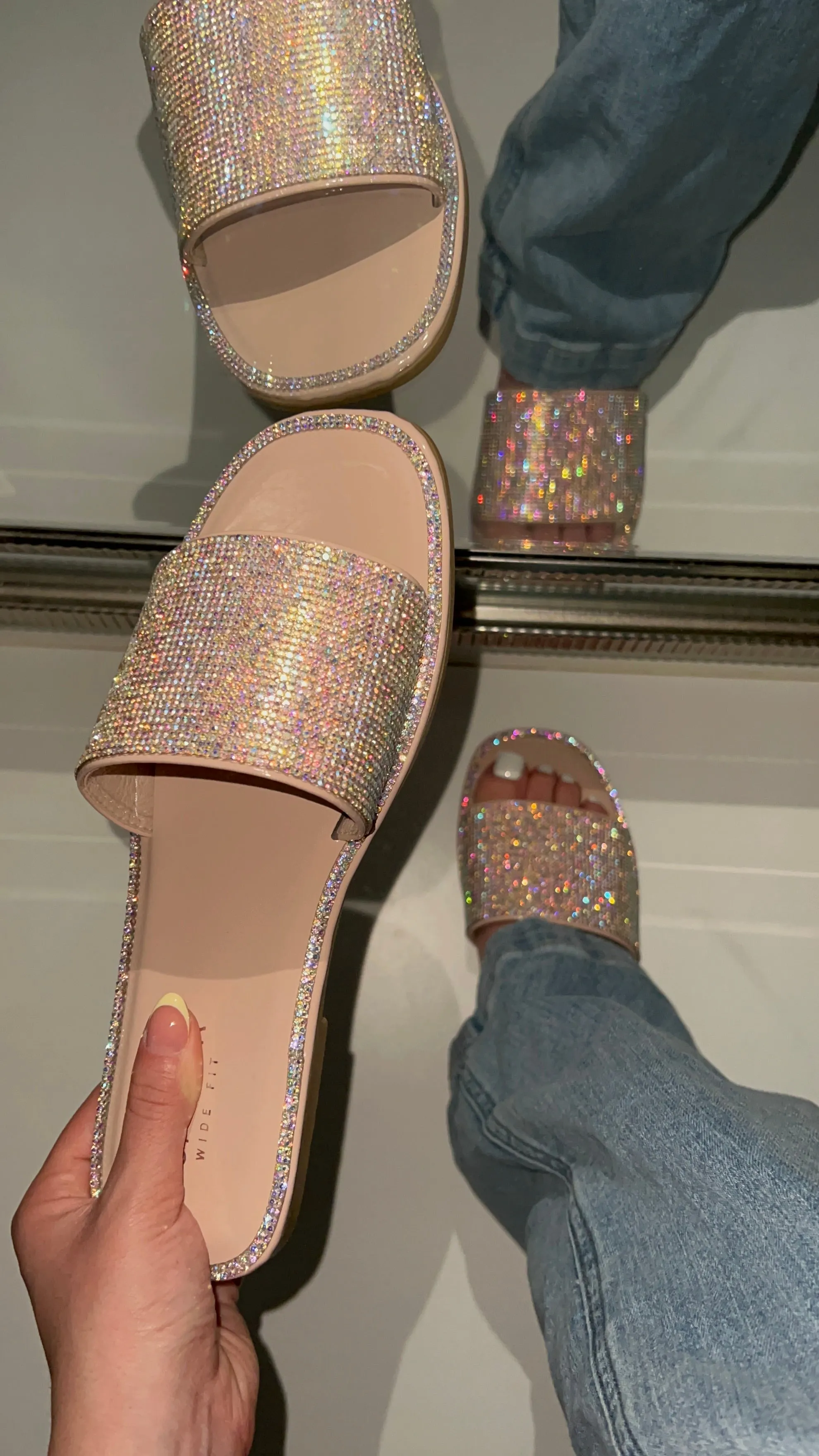 Jenny Wide Fit Embellished Sandal - Nude