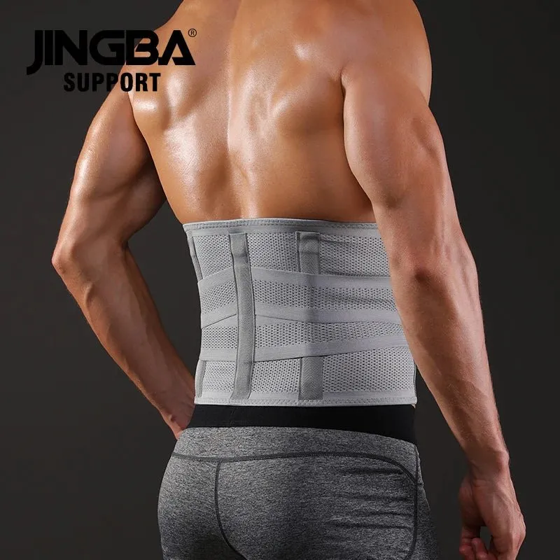 JINGBA Bodybuilding Waist Trainer Trimmer Belt with Double Straps for Optimal Support