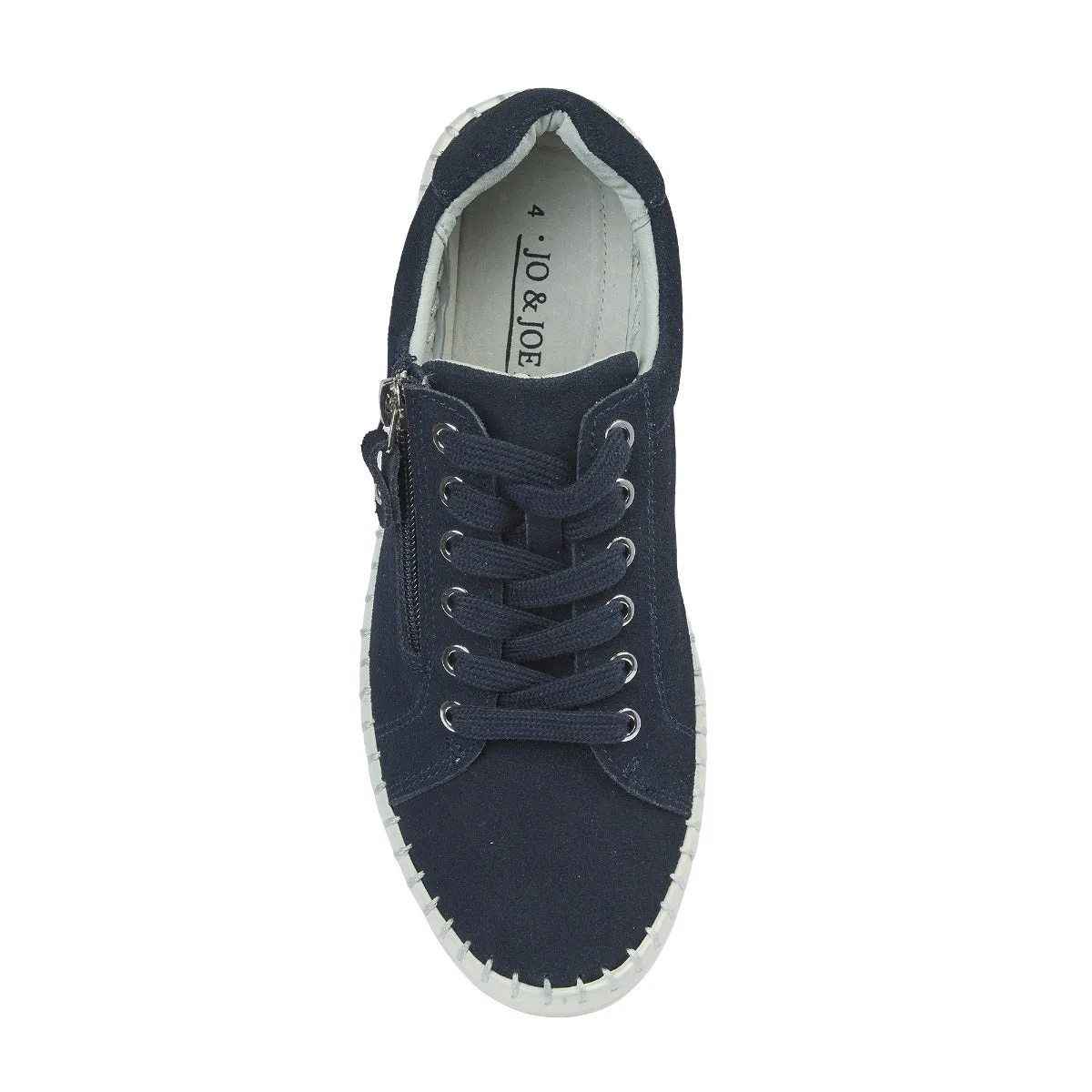 Jo & Joe Cadiz Women's Suede Casual Zip / Lace Up Shoe Navy