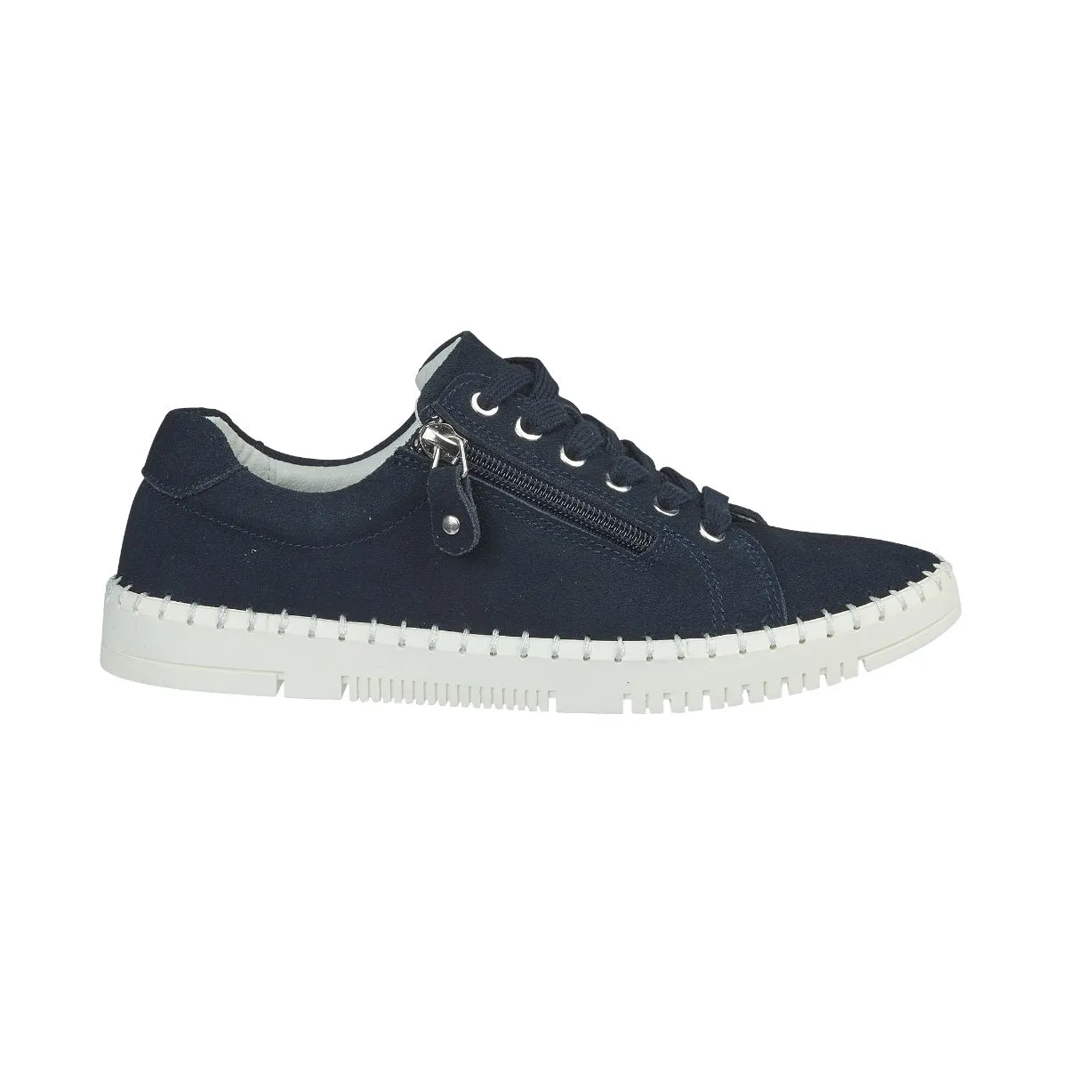 Jo & Joe Cadiz Women's Suede Casual Zip / Lace Up Shoe Navy